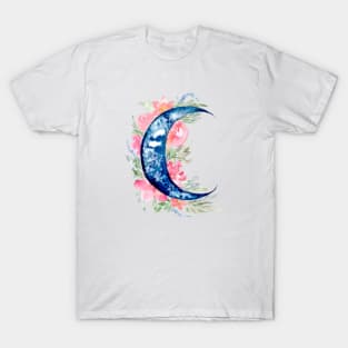 Watercolor Floral Moon T-Shirt